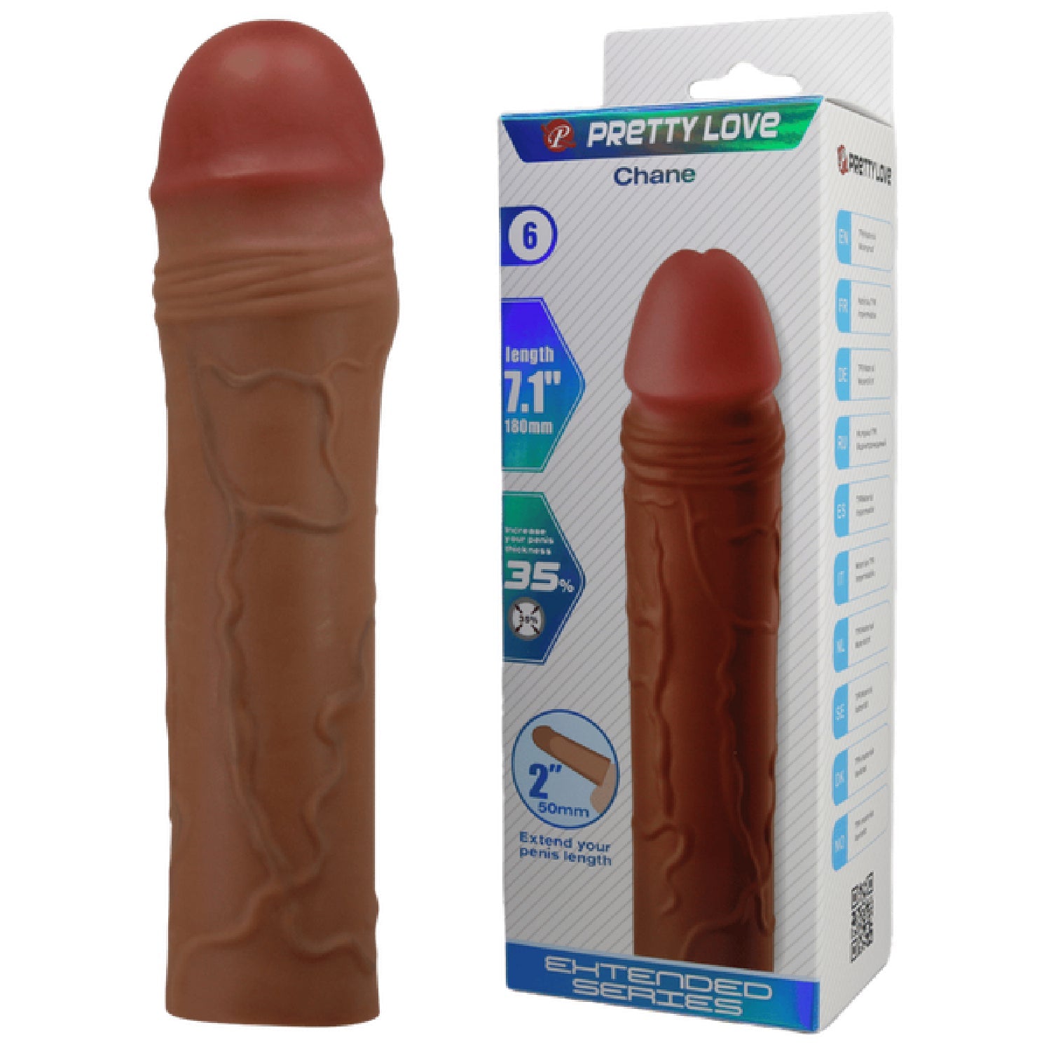 Chane 7.1 Inch Penis Extender Sleeve – Ultra Realistic Textured Sleeve > Sex Toys For Men > Penis Sleeves Main image