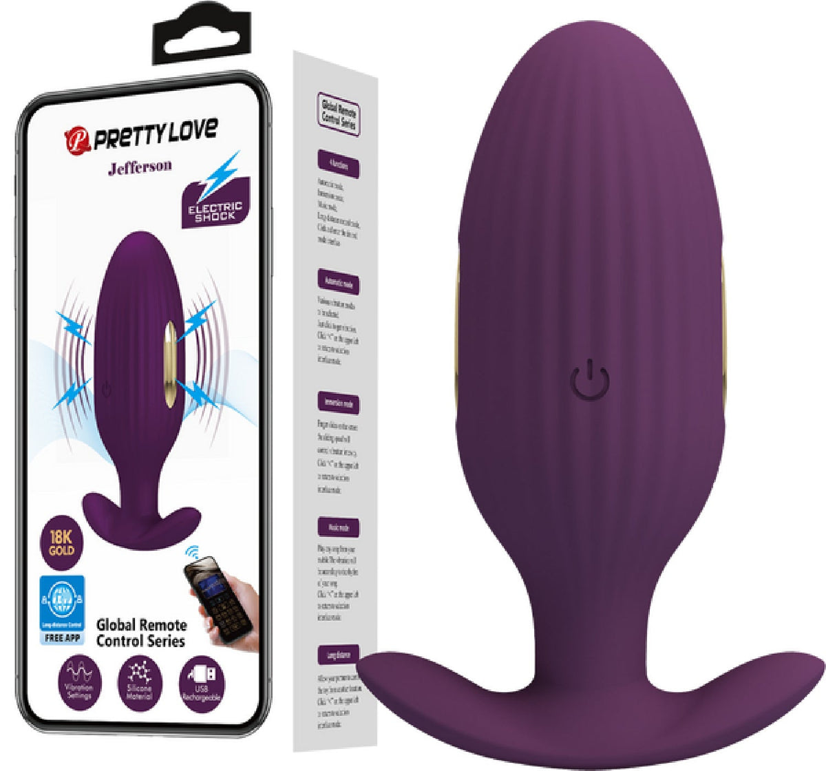 App Control Jefferson – App-Controlled E-Stim Butt Plug E-STIM TOYS