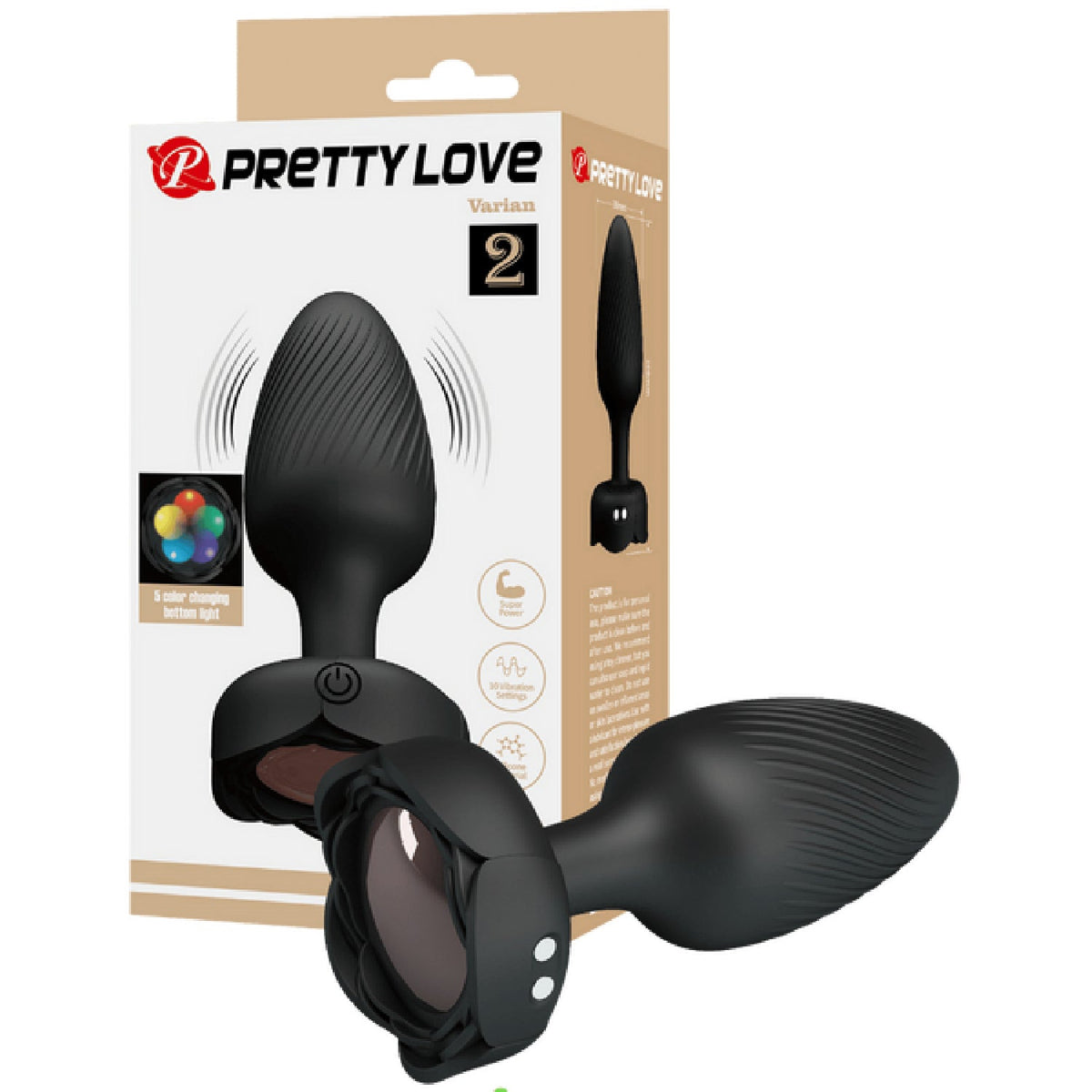Varian Light-Up Rechargeable Butt Plug – LED Flashing Silicone Butt Plug > Anal Range > Vibrating Butt Plugs