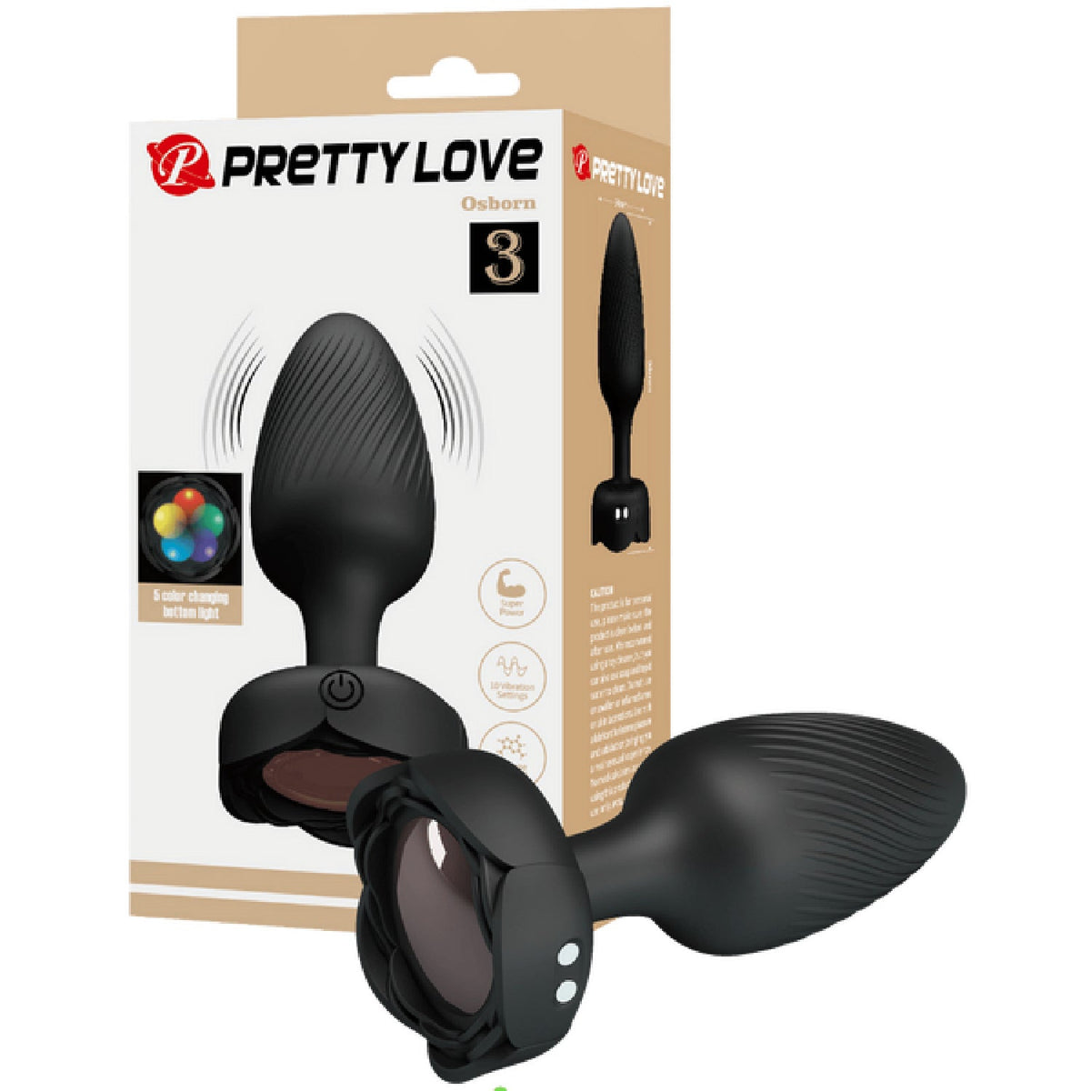 Varian Light-Up Rechargeable Butt Plug – LED Flashing Silicone Butt Plug > Anal Range > Vibrating Butt Plugs