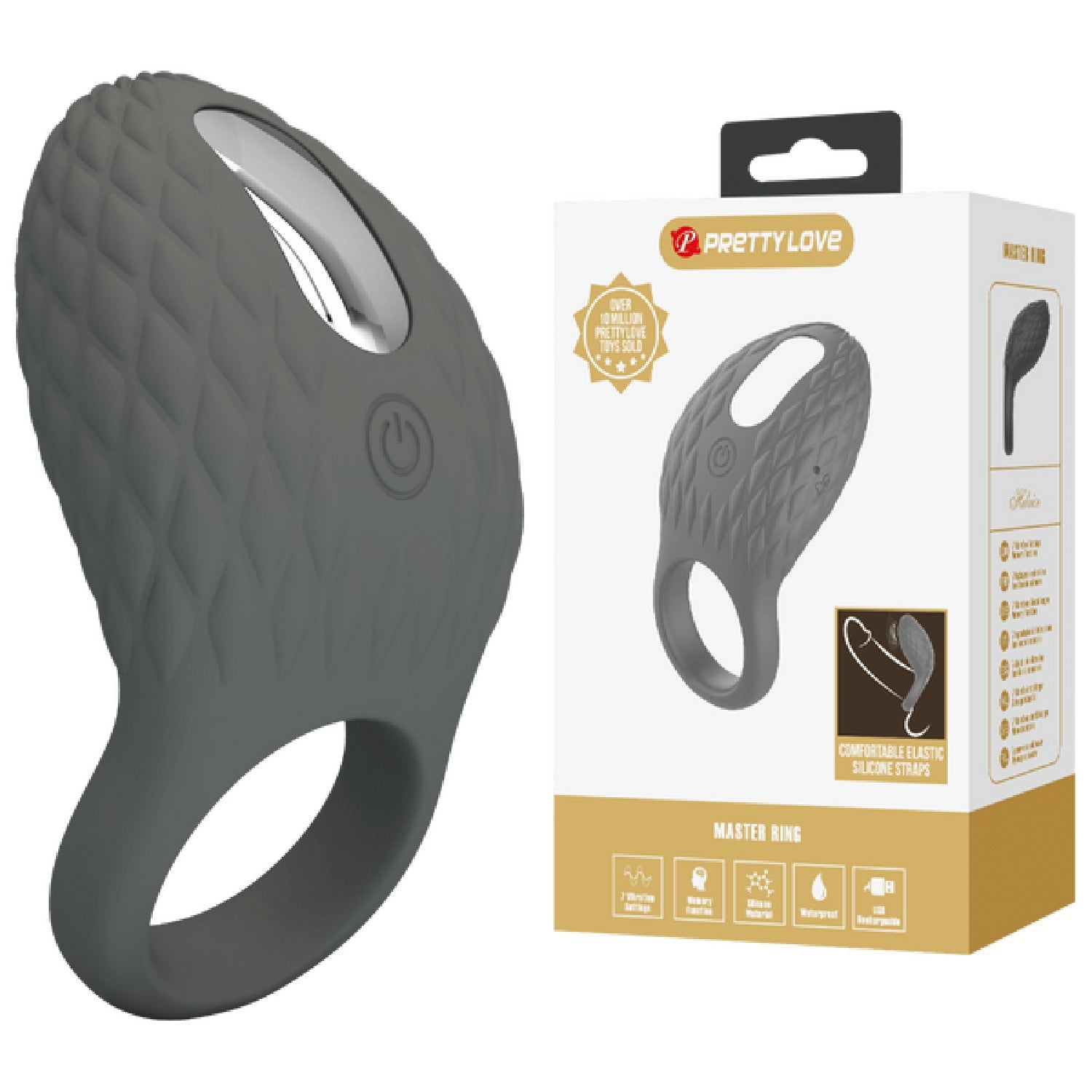 Helious Silicone 7 Function Rechargeable Vibrating Cock Ring > Cock Ring > Vibrating Main image