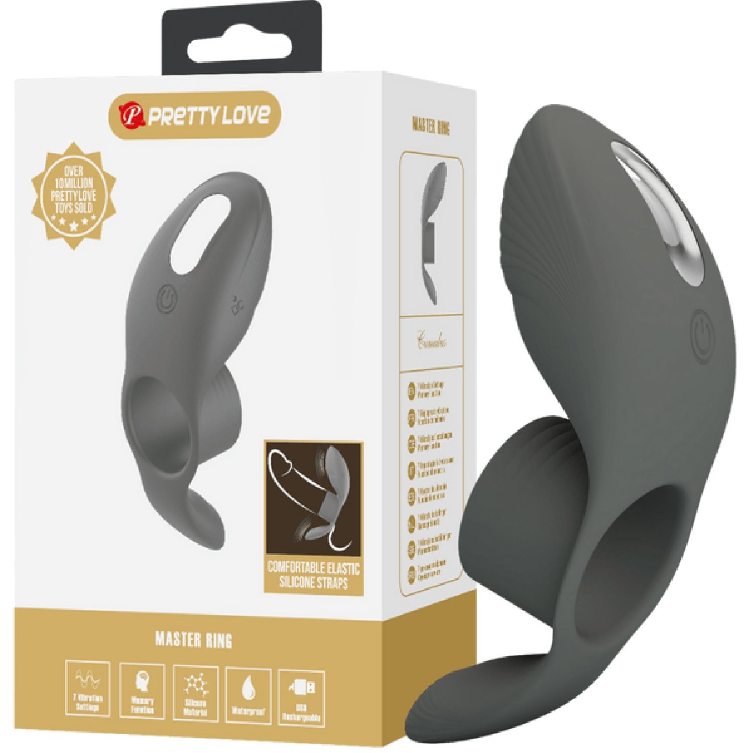 Pretty Love Cumulus – Silicone Rechargeable 7 Function Vibrating Cock Ring > Cock Ring > Vibrating Main image