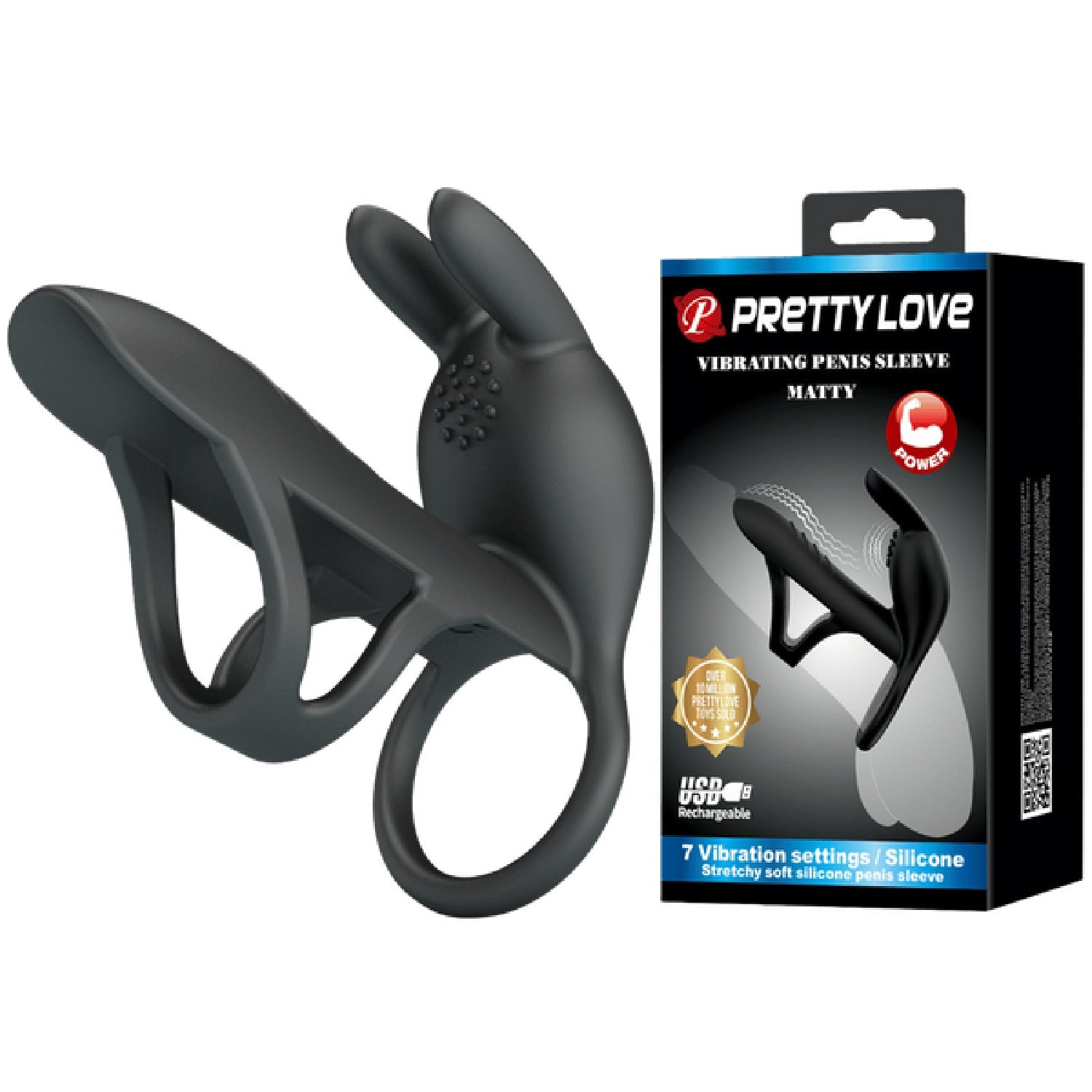Matty Vibrating Penis Sleeve and Clitoral Stimulator – Silicone Sleeve and Stimulator Set > Sex Toys For Men > Penis Sleeves Main image