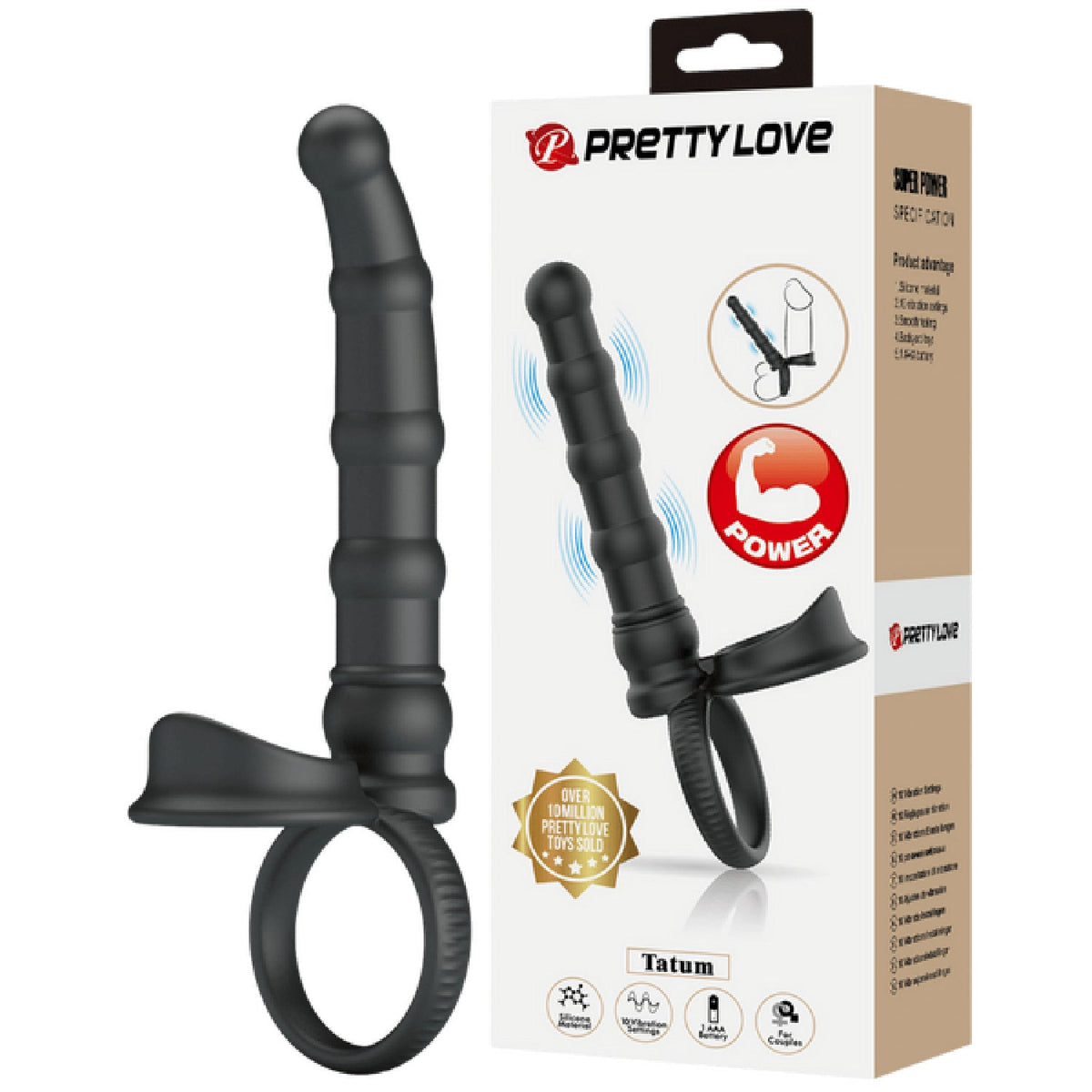 Tatum Cock Ring with Anal Probe – Silicone 10 Frequency Vibrating Cock Ring > Anal Range > Anal Probes
