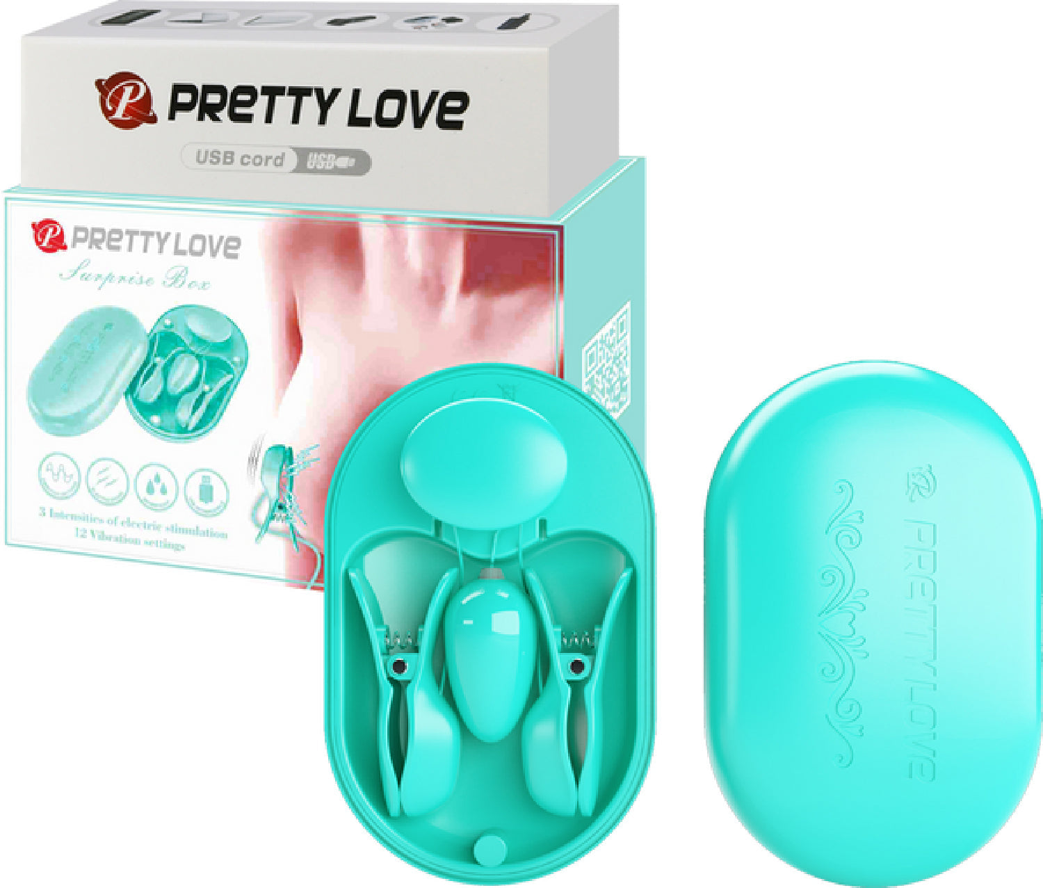 Surprise Box Nipple Clamps – Waterproof USB Rechargeable Stimulator with 12 Vibration Settings > Sex Toys > Nipple Clips