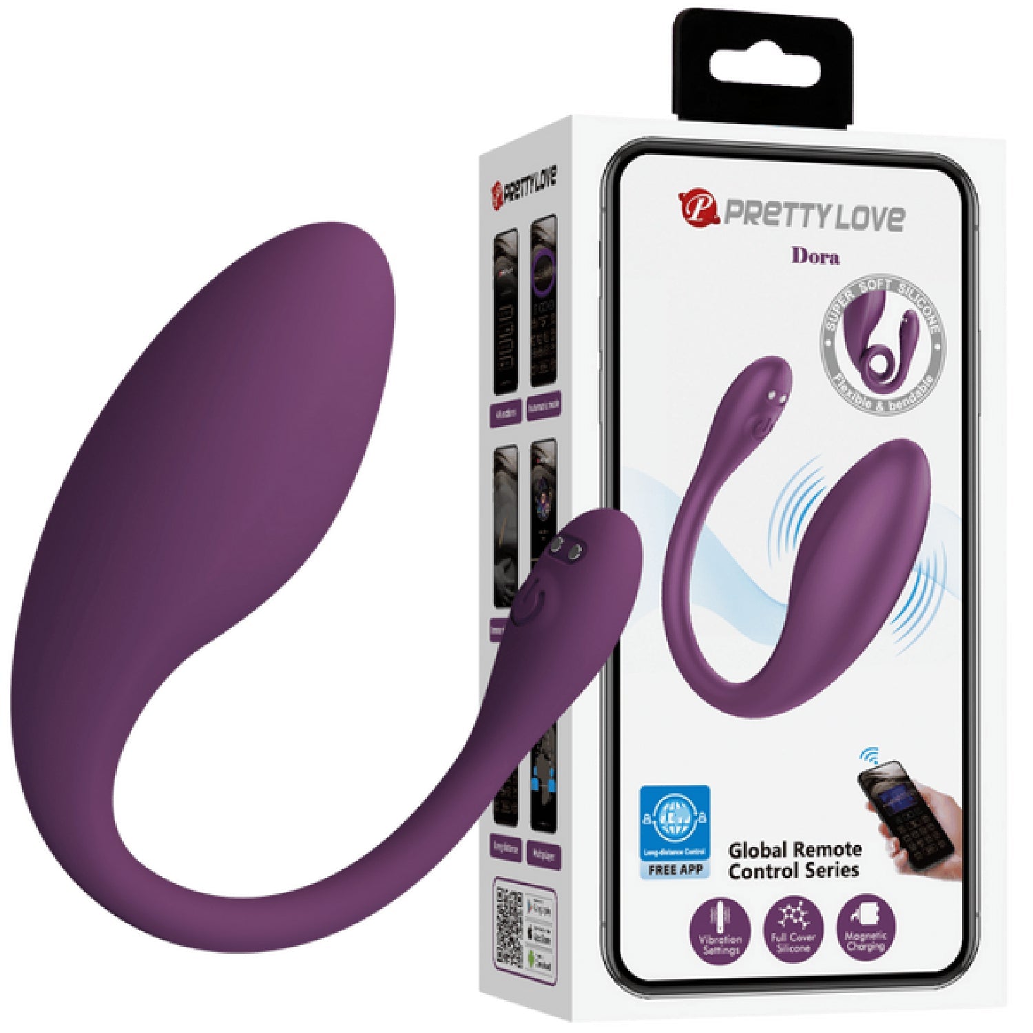 App Control Dora – App-Controlled Rechargeable Curved 12 Vibration Modes Couple's Vibrator > Sex Toys > Couples Toys