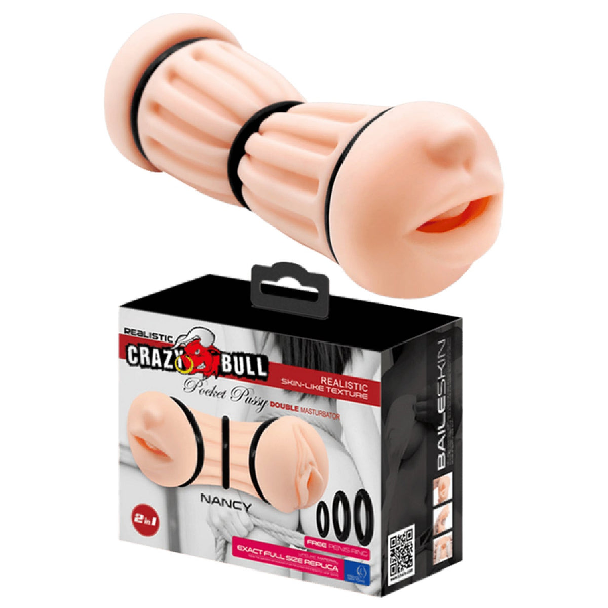 Nancy Pocket Pussy – Double Ended Ribbed Masturbator Sleeve > Sex Toys For Men > Masturbators > Manual