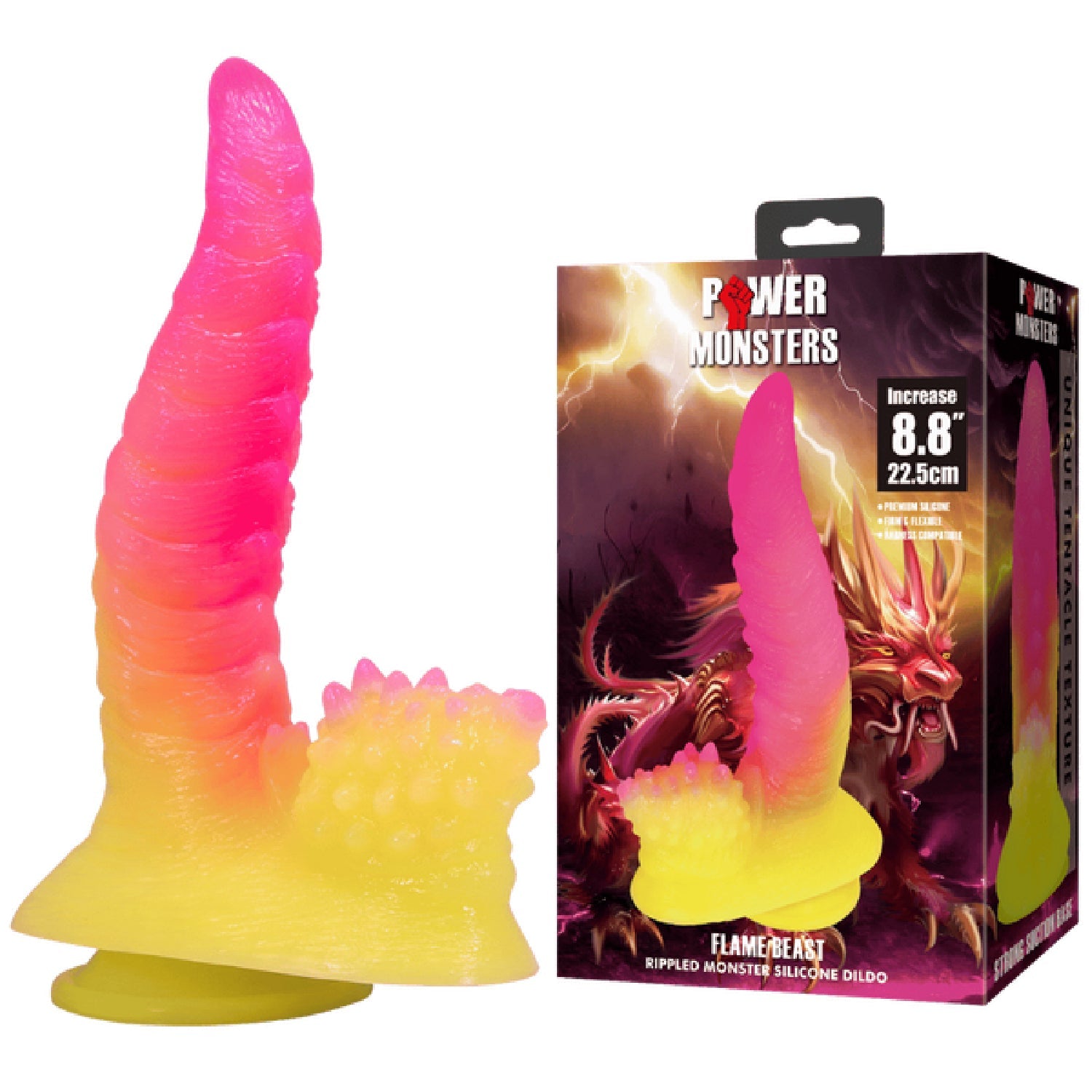 Flame Beast 8.8 Inch Silicone Dildo – Body-Safe Suction Base Dildo > Dildos > Fantasy