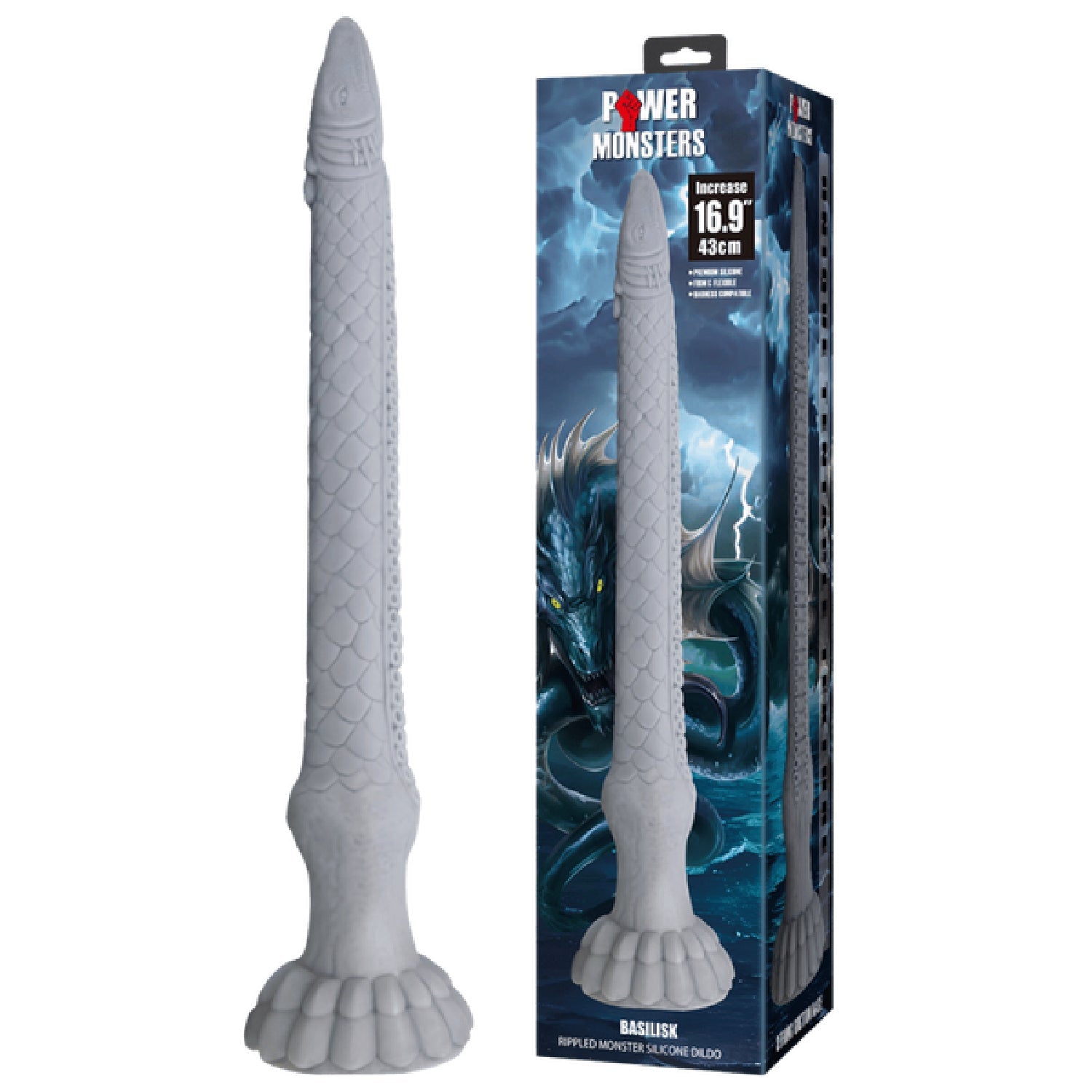 Basilisk Rippled Monster – 16.9 Inch Silicone Dildo > Dildos > Fantasy Main image
