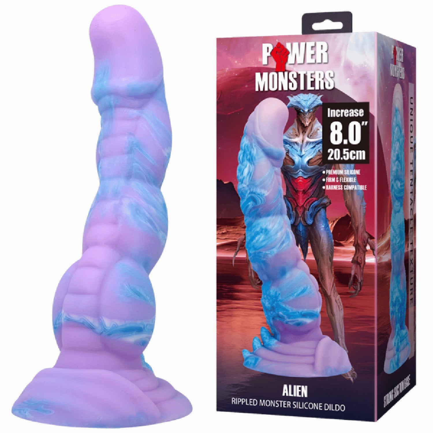 Alien 8 Inch Monster Dildo – Ribbed Texture with Suction Base > Dildos > Fantasy Main image