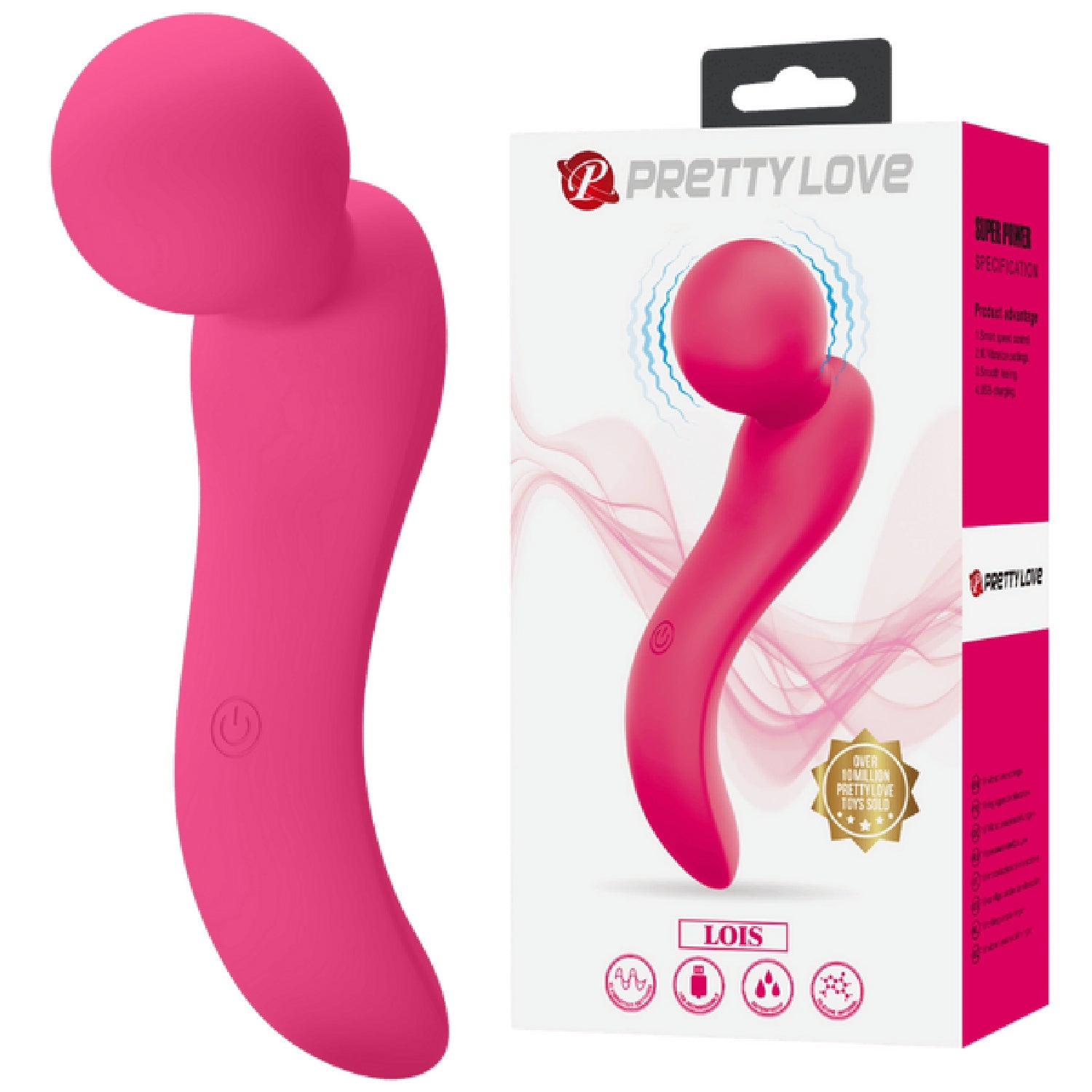 Lois Vibrator – Rechargeable Ultra-Powerful Cordless Water-Resistant Ergonomically Curved Wand Massager One Size > Sex Toys > Massage Wands