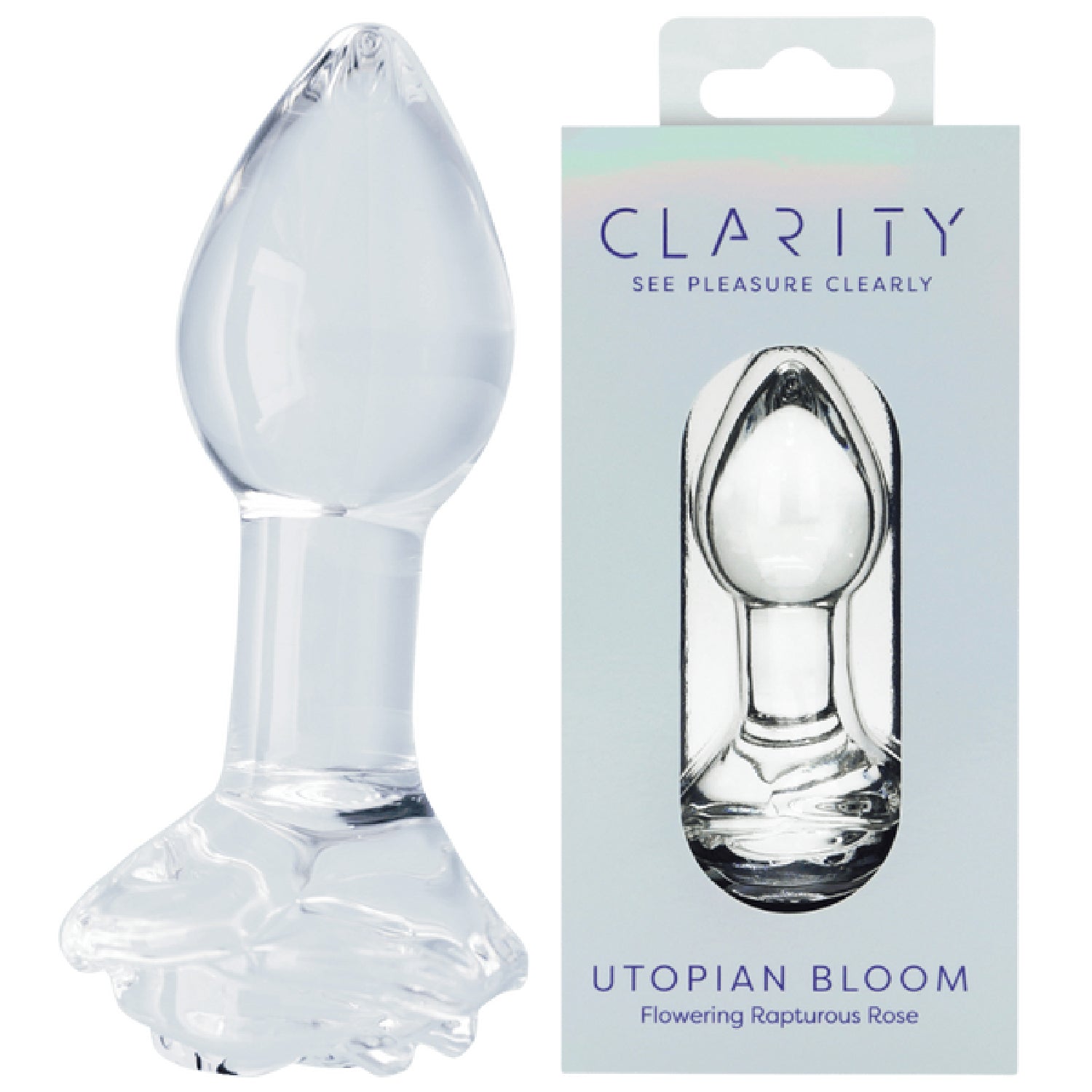 Clarity Utopian Bloom Handcrafted Glass 4.3 Inch Butt Plug > Glass > Dildos