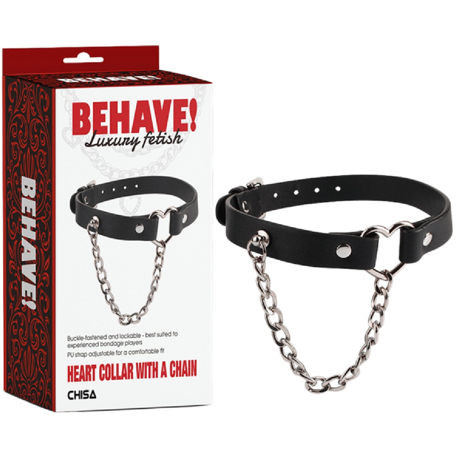 Heart Collar with Lockable Buckle and Chain – Bondage Collar > Bondage Gear > Collars & Leashes Main image