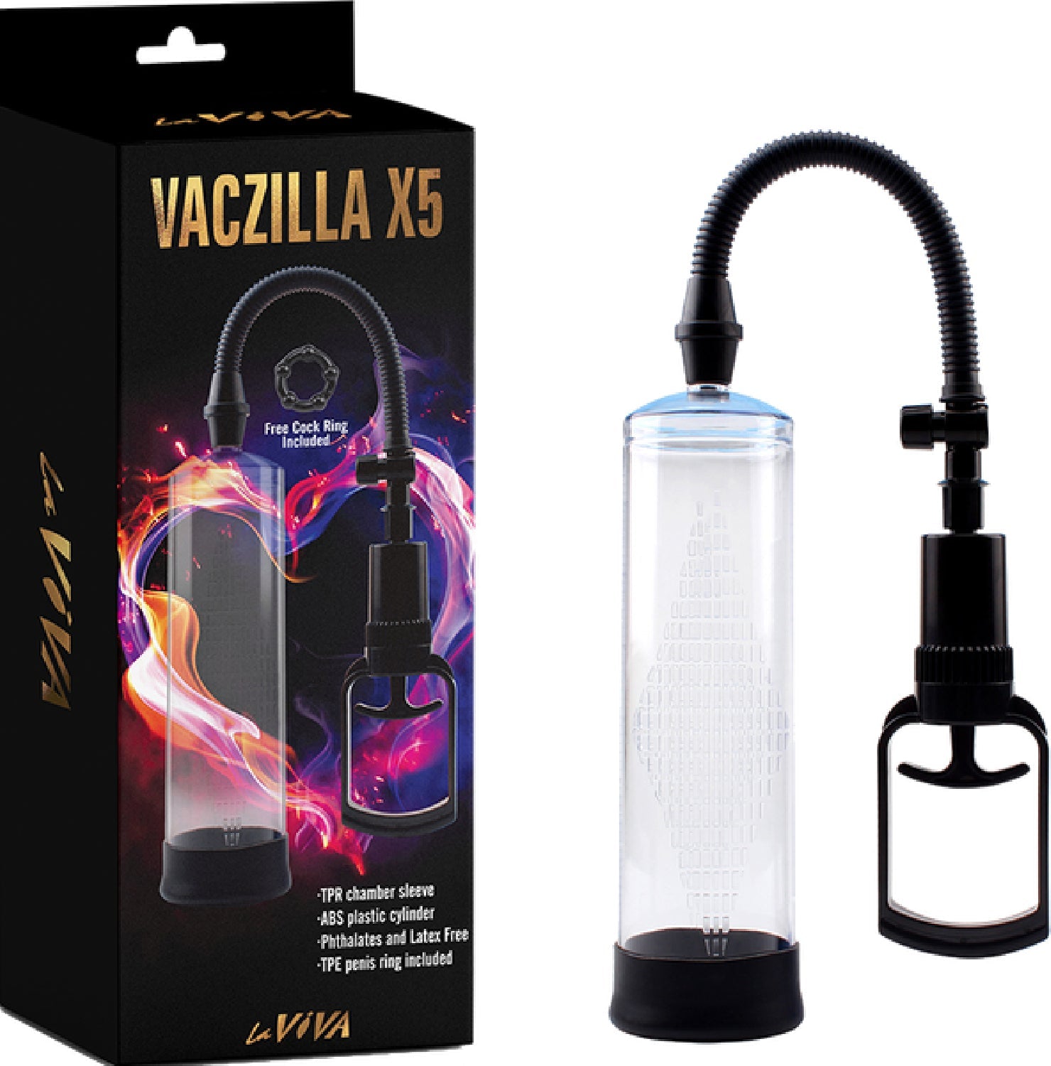 Vaczilla Penis Pump - Phthalate-Free, Latex-Free, 7.9 Inch, with TPE Ring and ABS Plastic Cylinder > Pumps > Penis Pumps