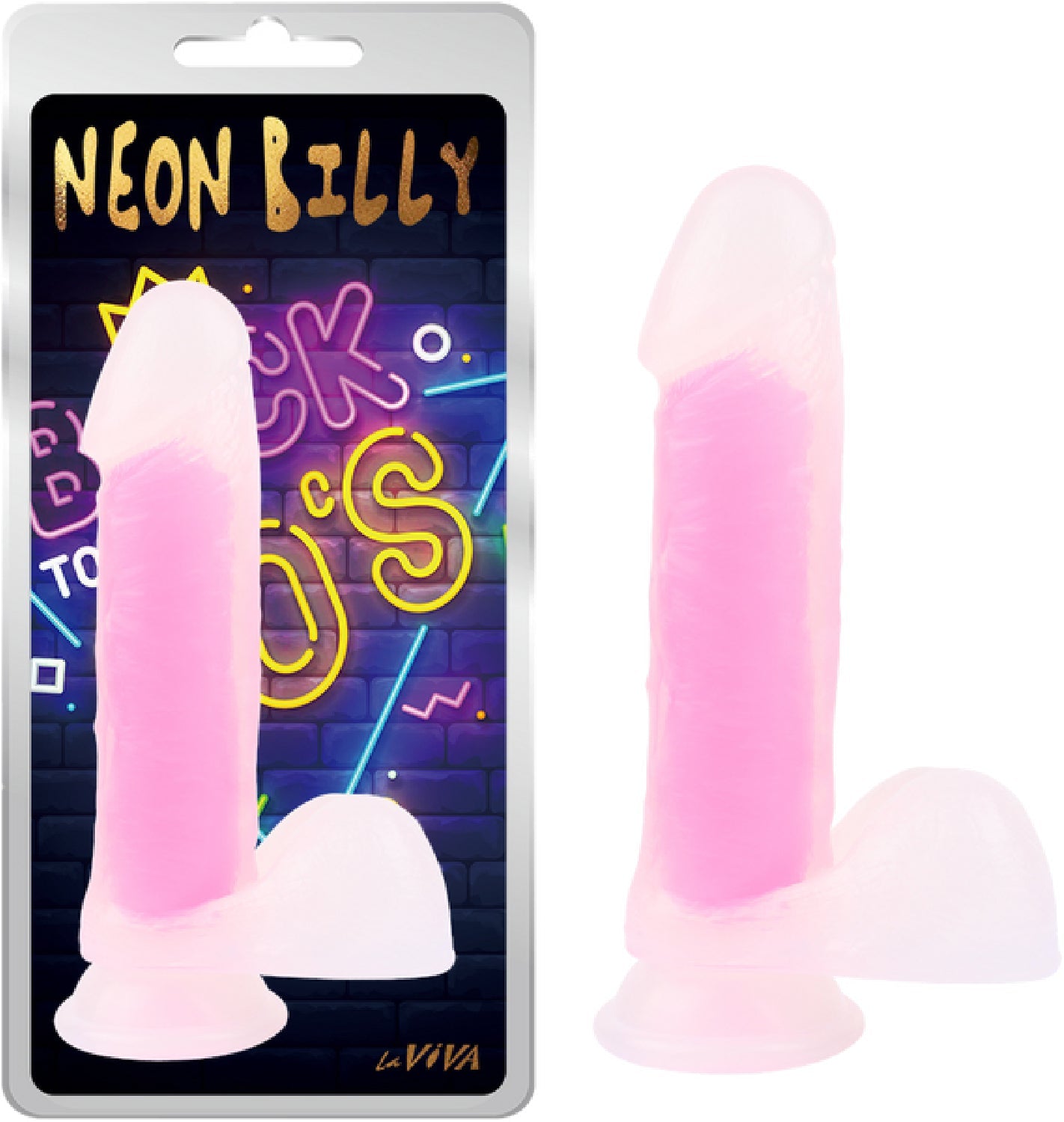 Neon Billy 7.6" Glow-in-the-Dark Dildo Glow Pink > Vibrators > Standard Vibrators