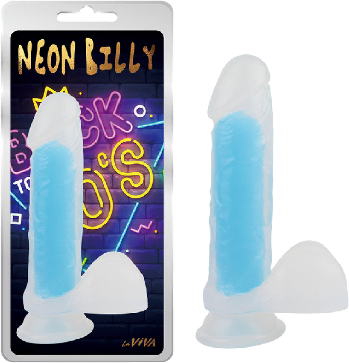 Neon Billy 7.6" Glow-in-the-Dark Dildo Glow Blue > Vibrators > Standard Vibrators