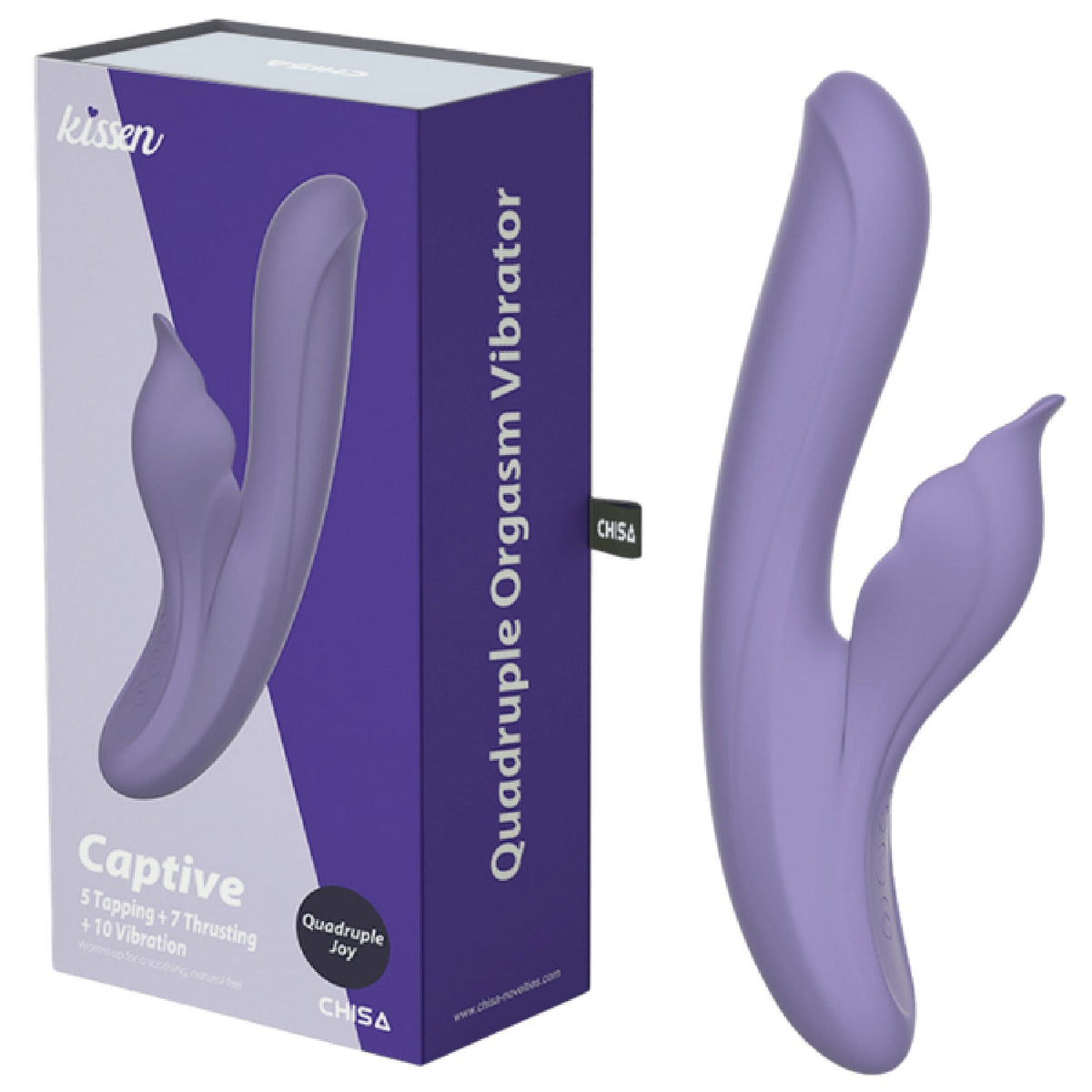 Captive Purple 23.6cm Waterproof Silicone Vibrator | 5 Tapping & 7 Thrusting > Vibrators > Ladies > Rabbit