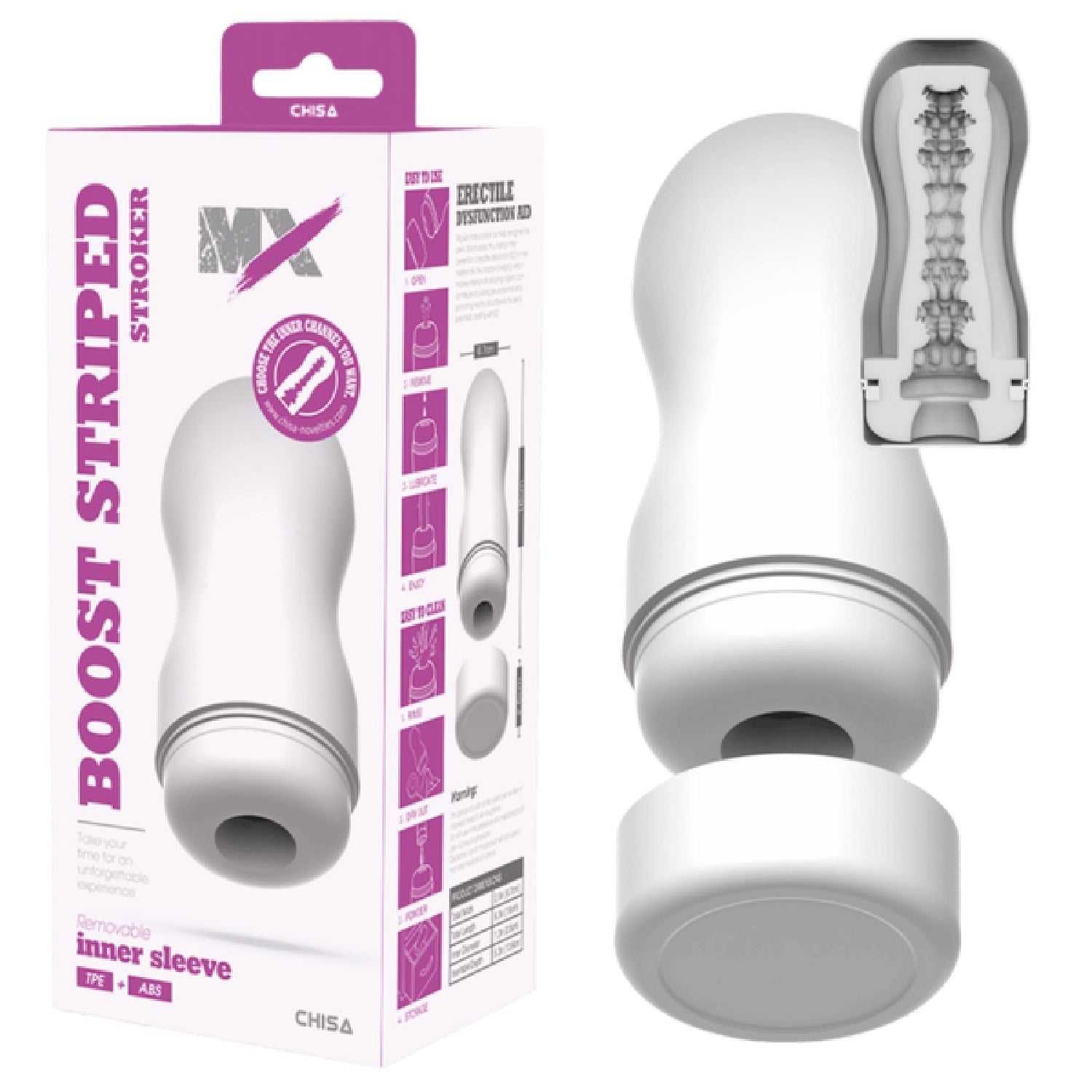 Boost Striped Stroker – Super-Soft 16cm Masturbator Sleeve > Sex Toys For Men > Masturbators Cup Main image
