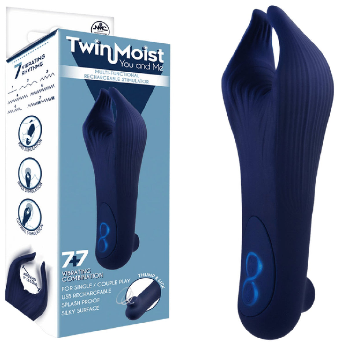 TwinMoist - Multi-Functional Rechargeable Stimulator – Splash Proof USB Rechargeable Vibrator > Sex Toys > Couples Toys