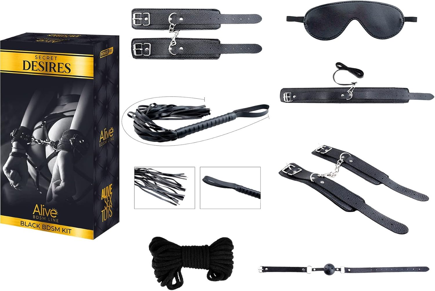 Alive Secret Desires (Black) – BDSM Kit 8 Pieces Secondary image