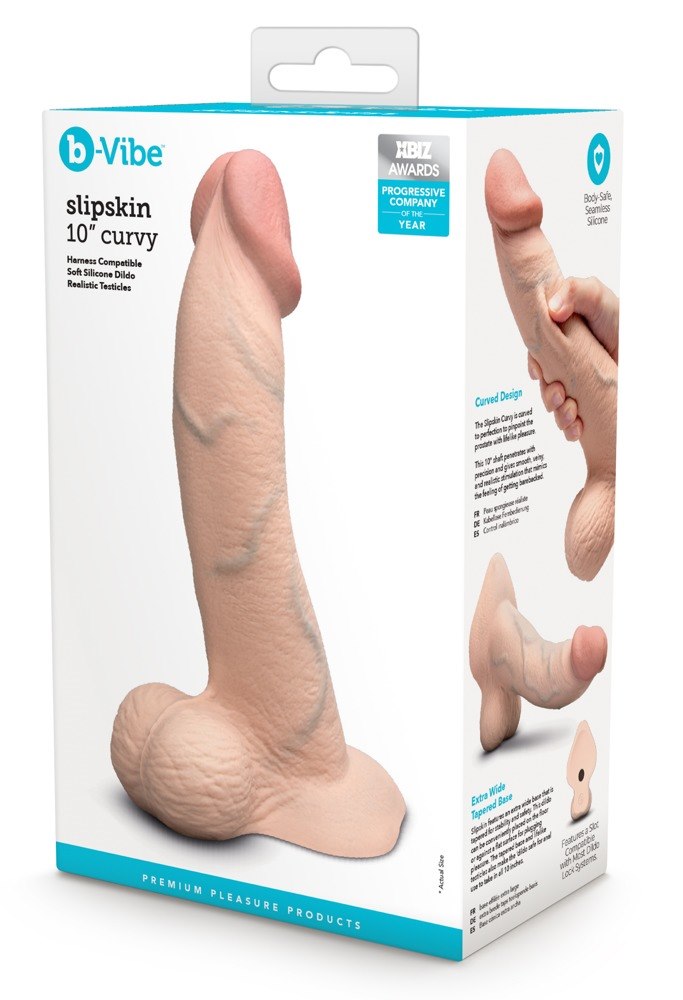 b-Vibe Slipskin Realistic Silicone Dildo 10 Inch Curved > Dildos > Large Dildos