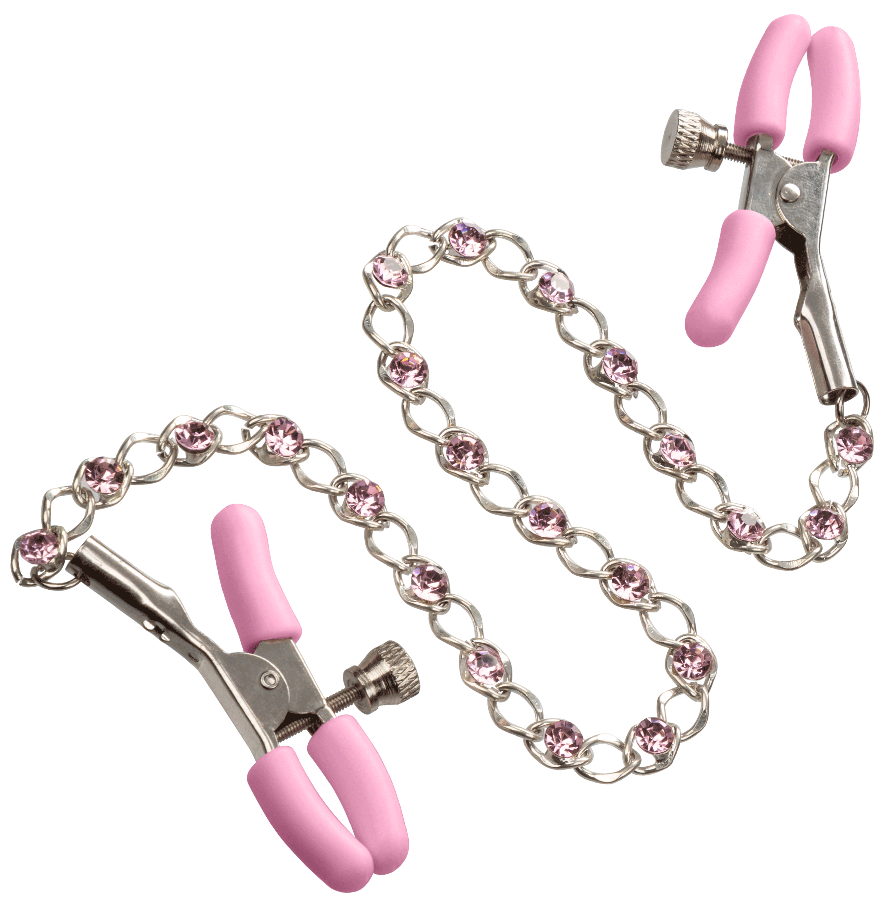First Time Crystal Nipple Teasers with Pink Silicone Pads and Adjustable Tension Chain > Sex Toys > Nipple Clips