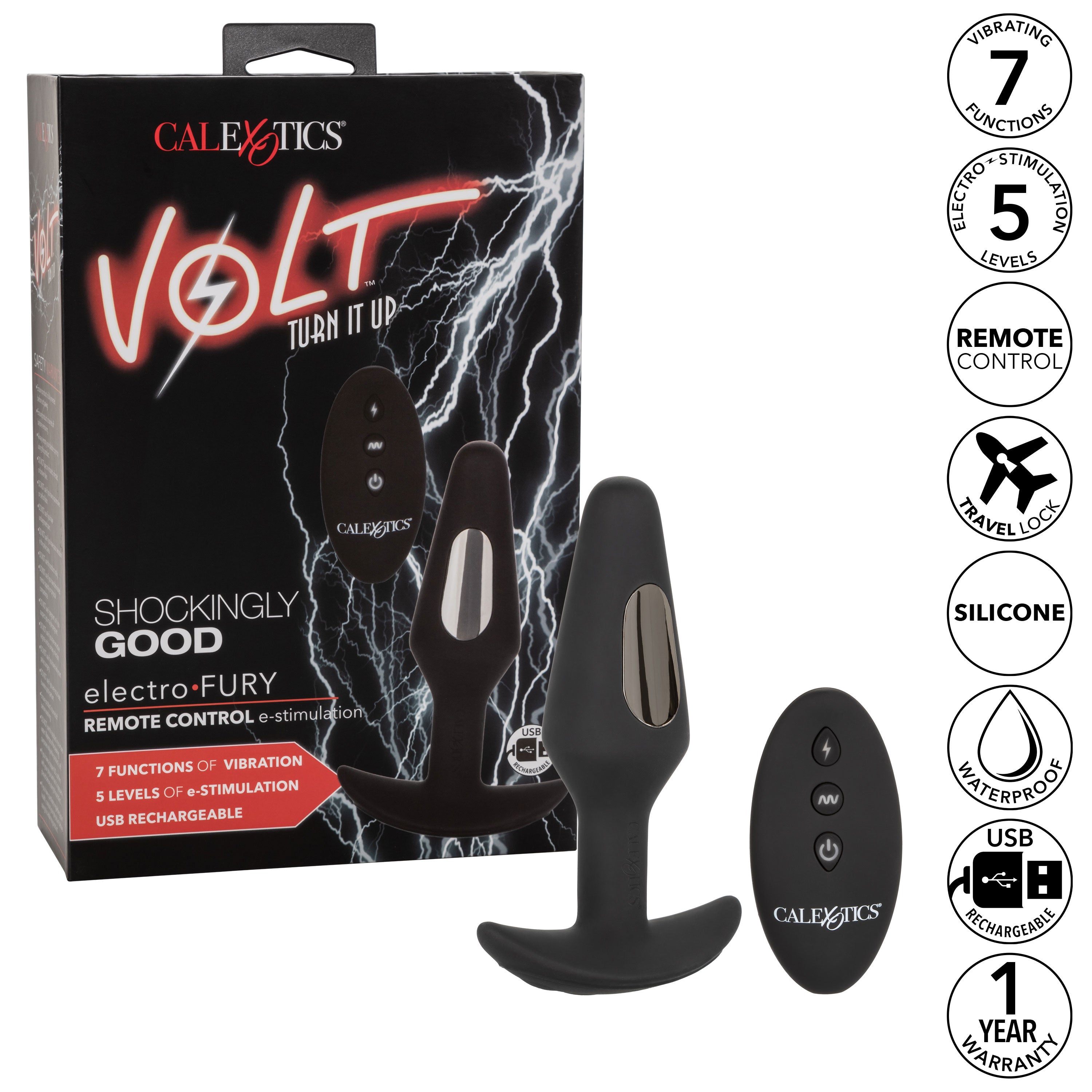 Volt Electro-Fury Remote Control Electro-Stimulation Probe Massager > Anal Range > Vibrating Butt Plugs