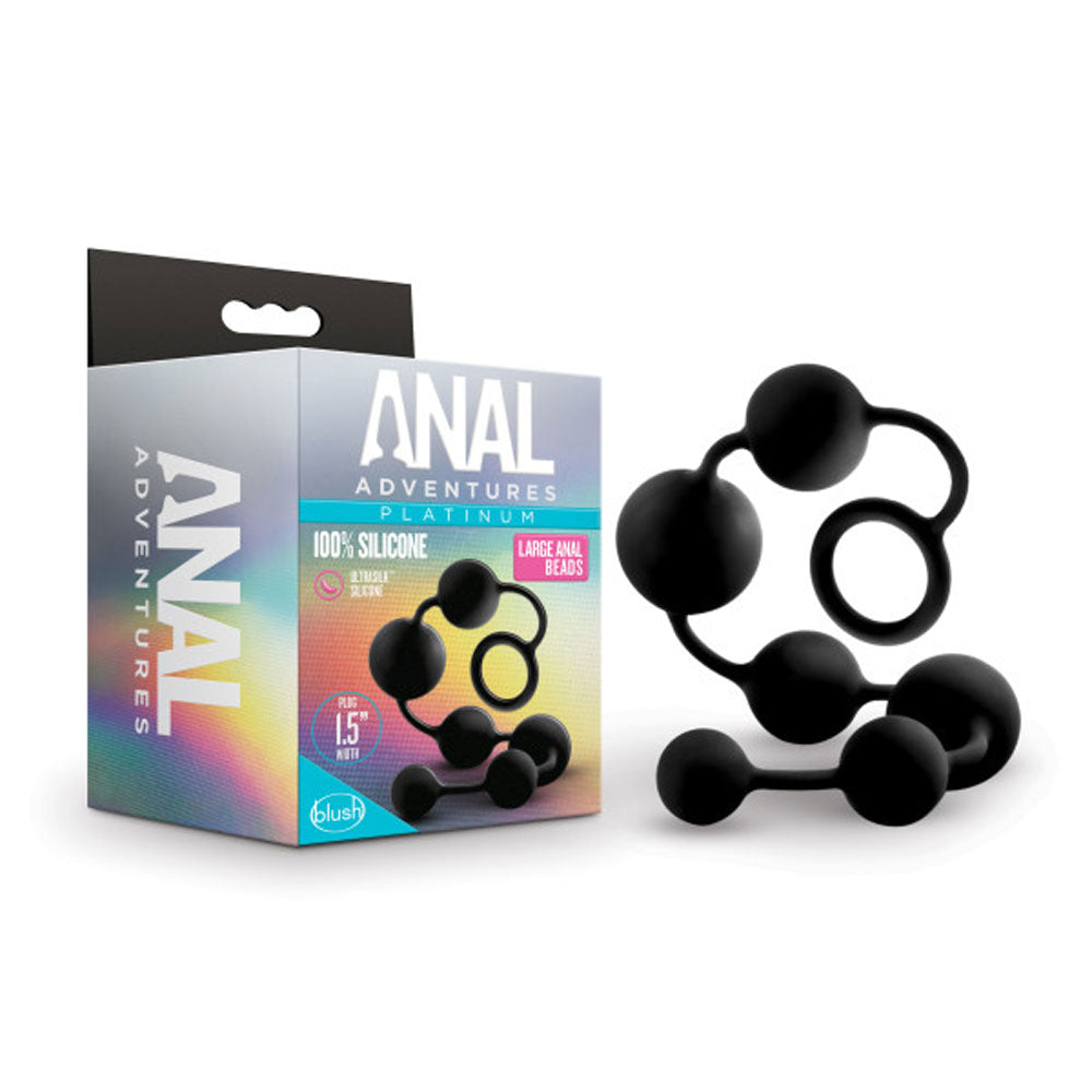 Platinum Silicone Large Black Anal Beads - 16 Inch Black Large > Anal Range > Oversized Anal Toys