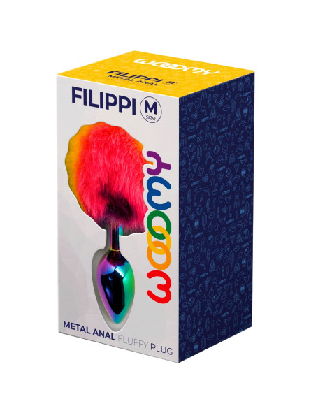 Wooomy Filippi Fluffy Rainbow Metal Anal Plug M Size 8 cm Insertable Length Secondary image