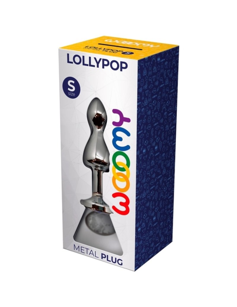 Wooomy Lollypop Double Ball Metal Anal Plug with Jewelled Base (Small, Medium, Large) White Small > Anal Range > Butt Plugs
