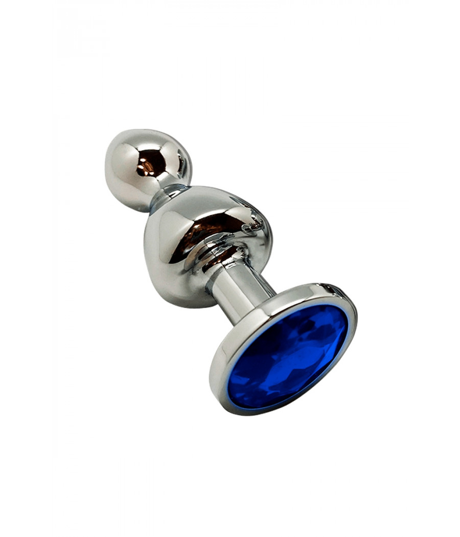 Wooomy Lollypop Double Ball Metal Anal Plug with Jewelled Base (Small, Medium, Large) > Anal Range > Butt Plugs