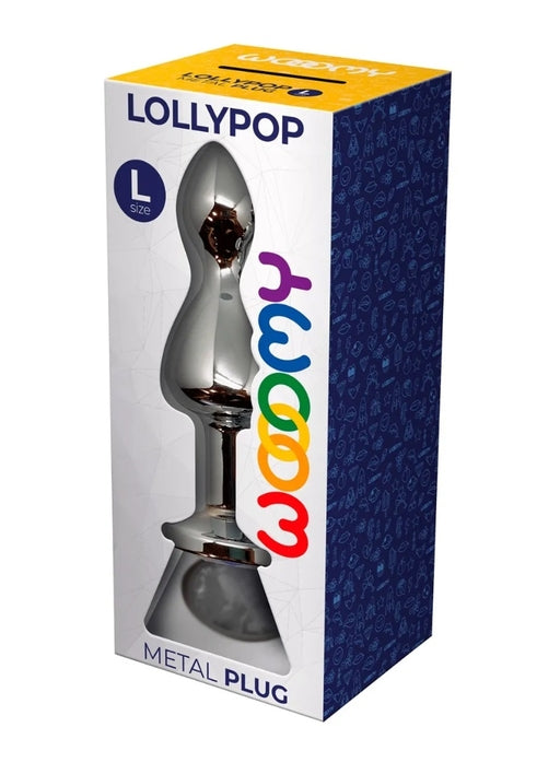 Wooomy Lollypop Double Ball Metal Plug Large White 10.5 cm by 3.5 cm Secondary image