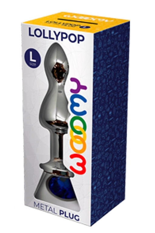Wooomy Lollypop Double Ball Metal Plug Blue Large 10.5 cm by 3.5 cm Default Title > Anal Range > Jewel Butt Plugs