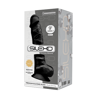 Silexd 9 Inch Model 1 Black Premium Silicone Dual Density Dildo Default Title Dongs Realistic
