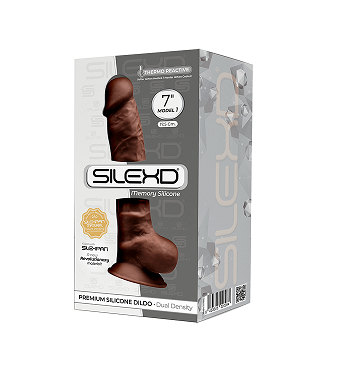Silexd 7 Inch Model 1 Brown Premium Silicone Dildo with Dual Density Filling Secondary image