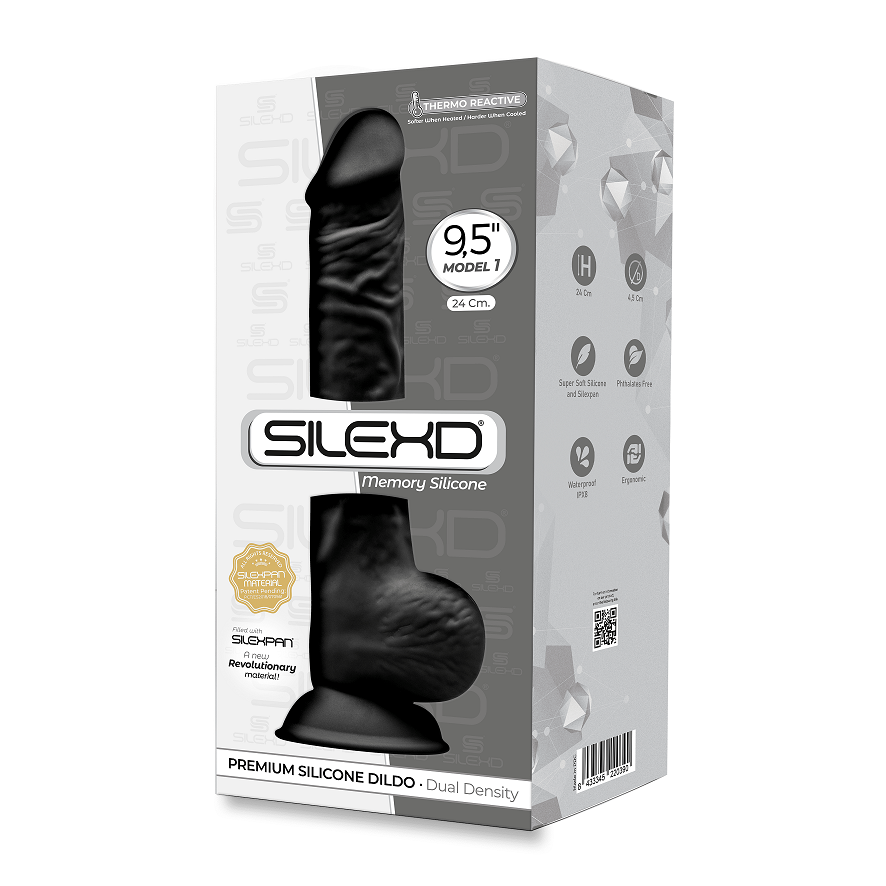 Silexd 9.5 Inch Model 1 Premium Silicone Dildo in Black Default Title Dongs Realistic