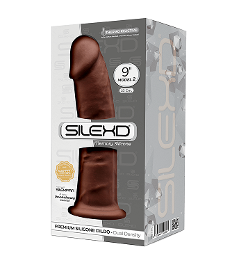 Silexd 9 Inch Model 2 Brown Premium Silicone Dildo Dual Density Adult Sex Toy Default Title Dongs Realistic