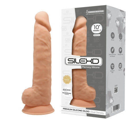 SilexD 10 Inch Dual Density Thermo Reactive Silicone Dildo with Balls Flesh Color Default Title Dongs Realistic