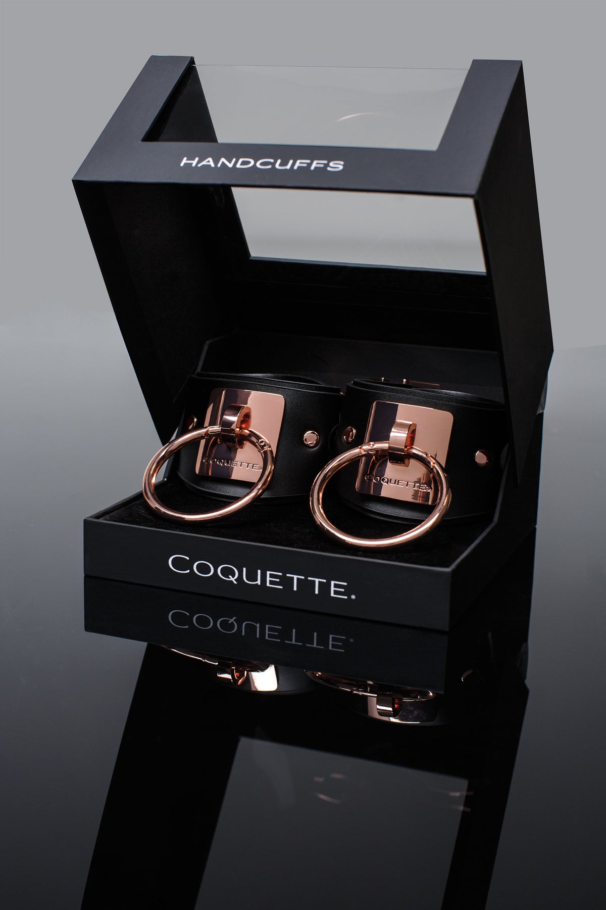 Coquette Cuffs Black Large Adjustable Vegan Leather Handcuffs 5.9”-8.25” Wrist Size > Bondage Gear > Restraints