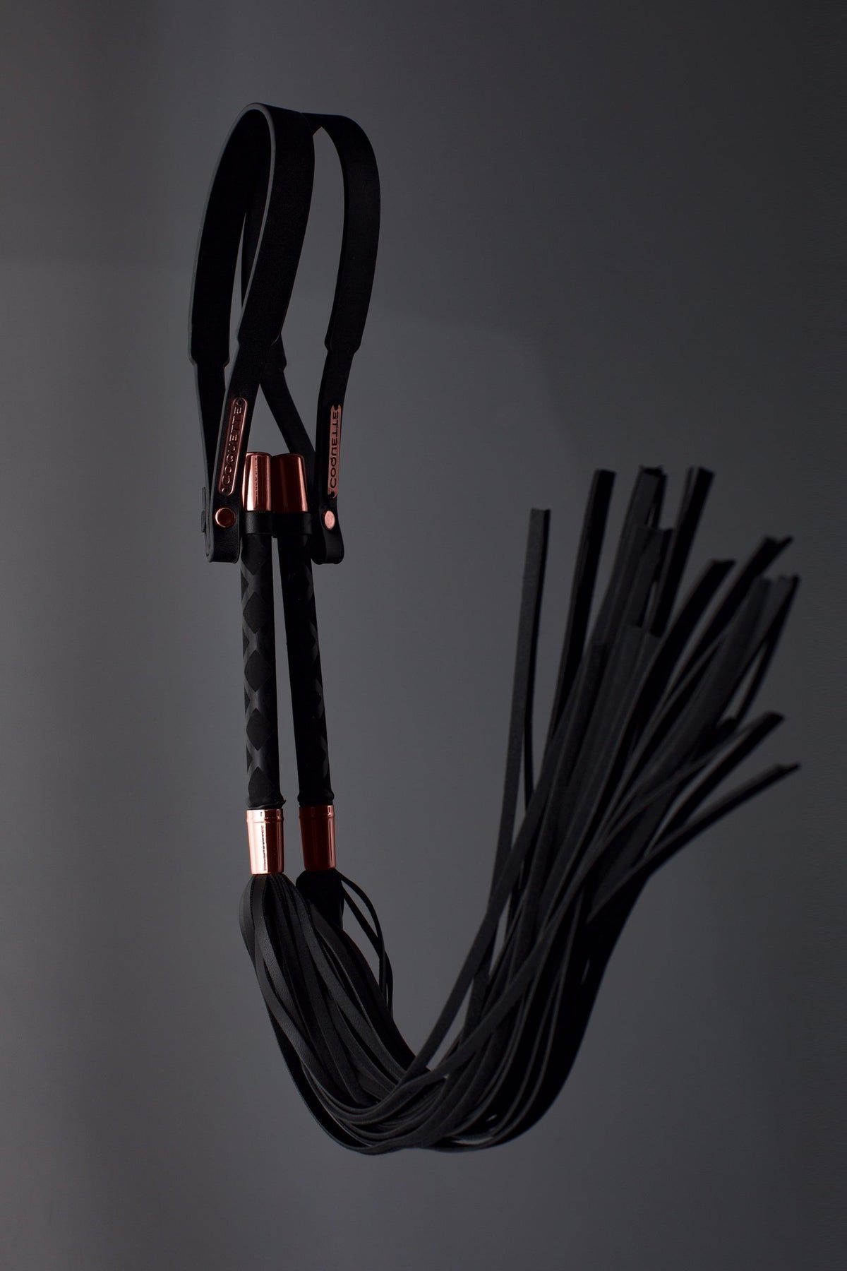 Coquette Whip Black with Matte Finish 7 Inch Handle and 5 Inch Vegan Leather Tails > Bondage Gear > Whips & Floggers