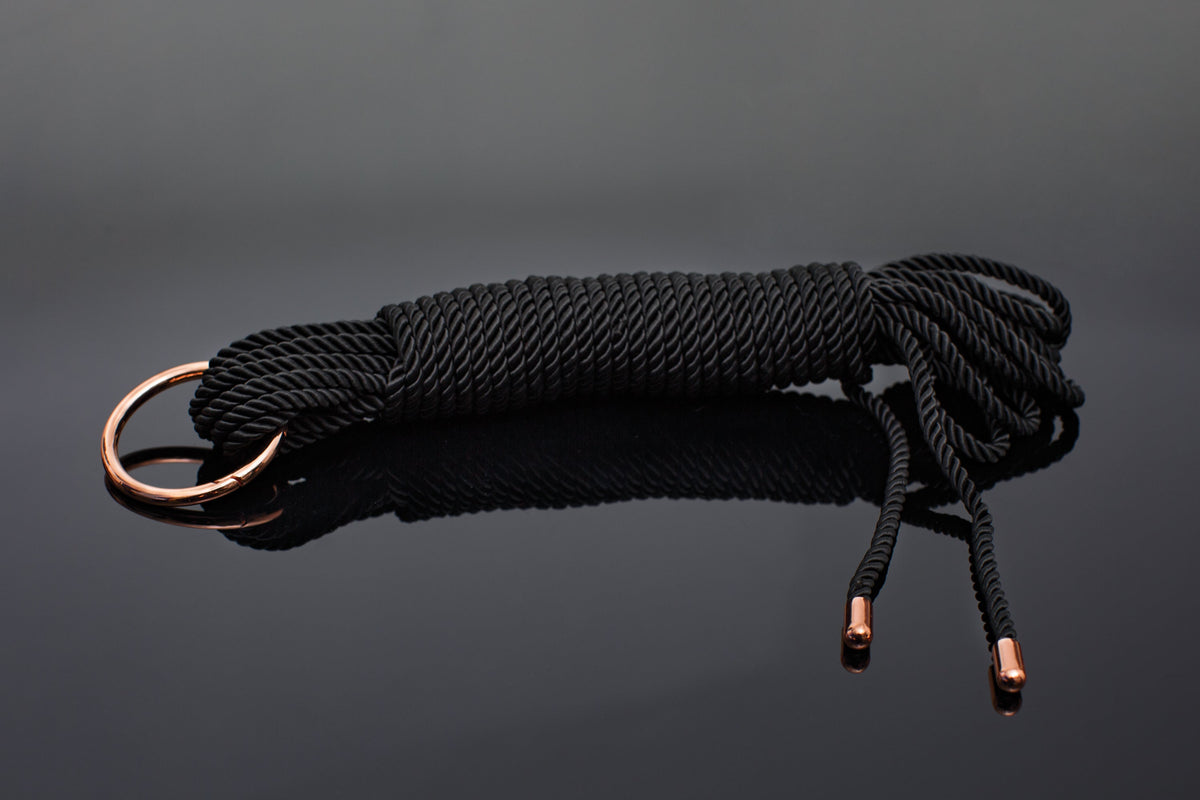 Coquette Silky Rope Black 32 Inch with Rose Gold Metal Ring and Cap > Bondage Gear > Rope