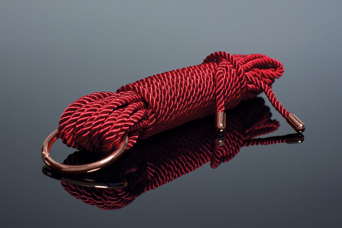Coquette Silky Rope Red 32 Inch With Rose Gold Metal Ring > Bondage Gear > Rope