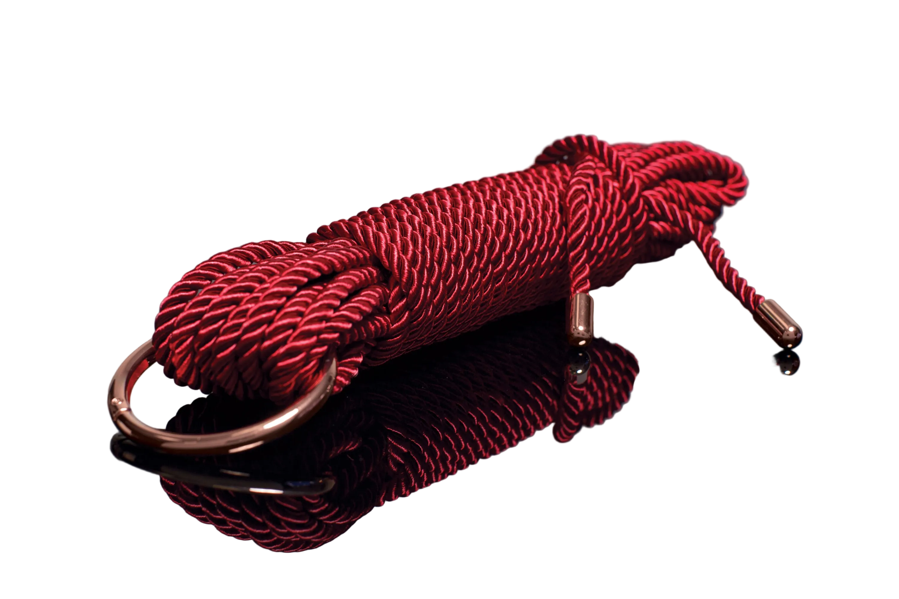 Coquette Silky Rope Red 32 Inch With Rose Gold Metal Ring