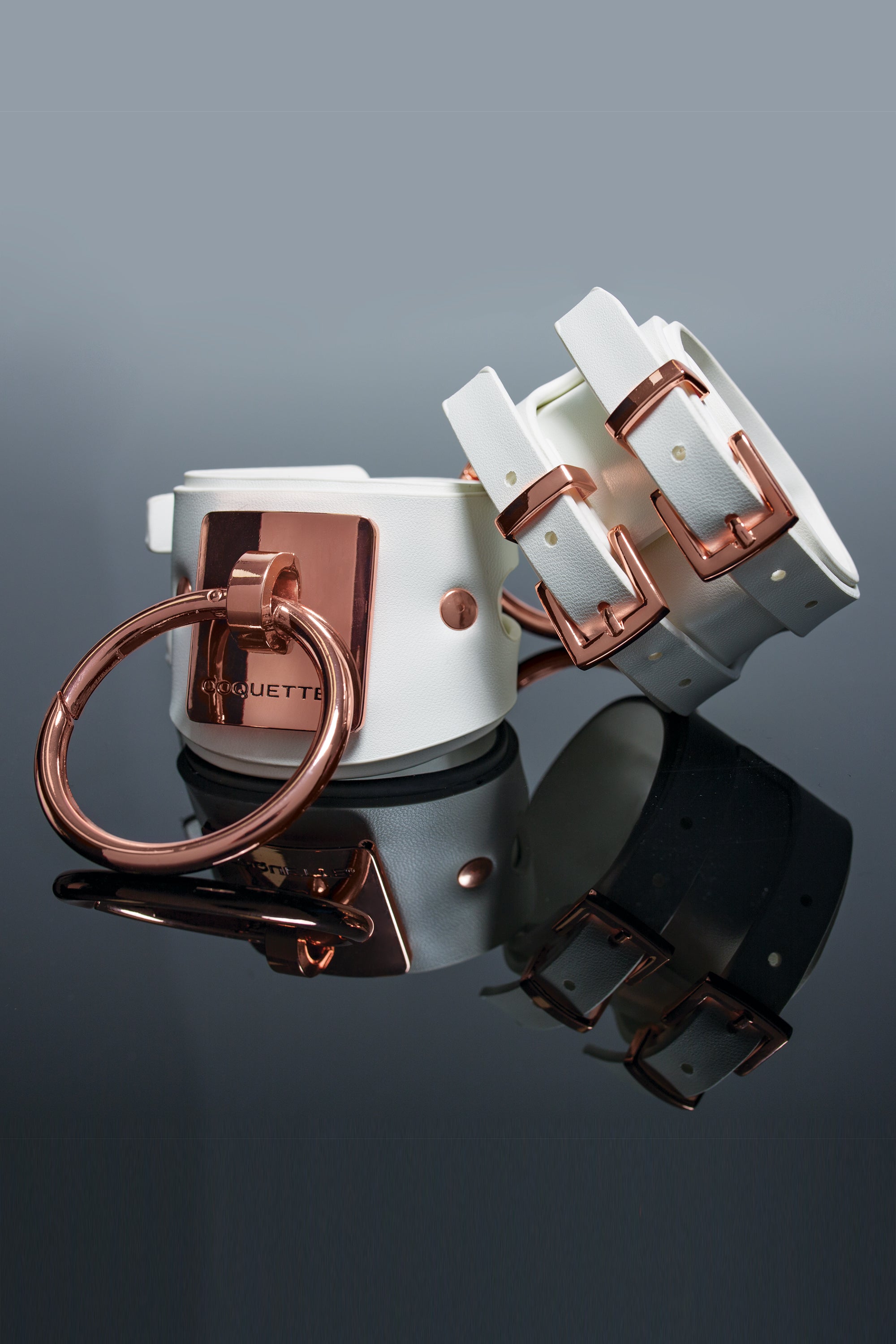 Coquette Pleasure Collection -  23620 - Vegan Leather Handcuffs – White - Stag Shop