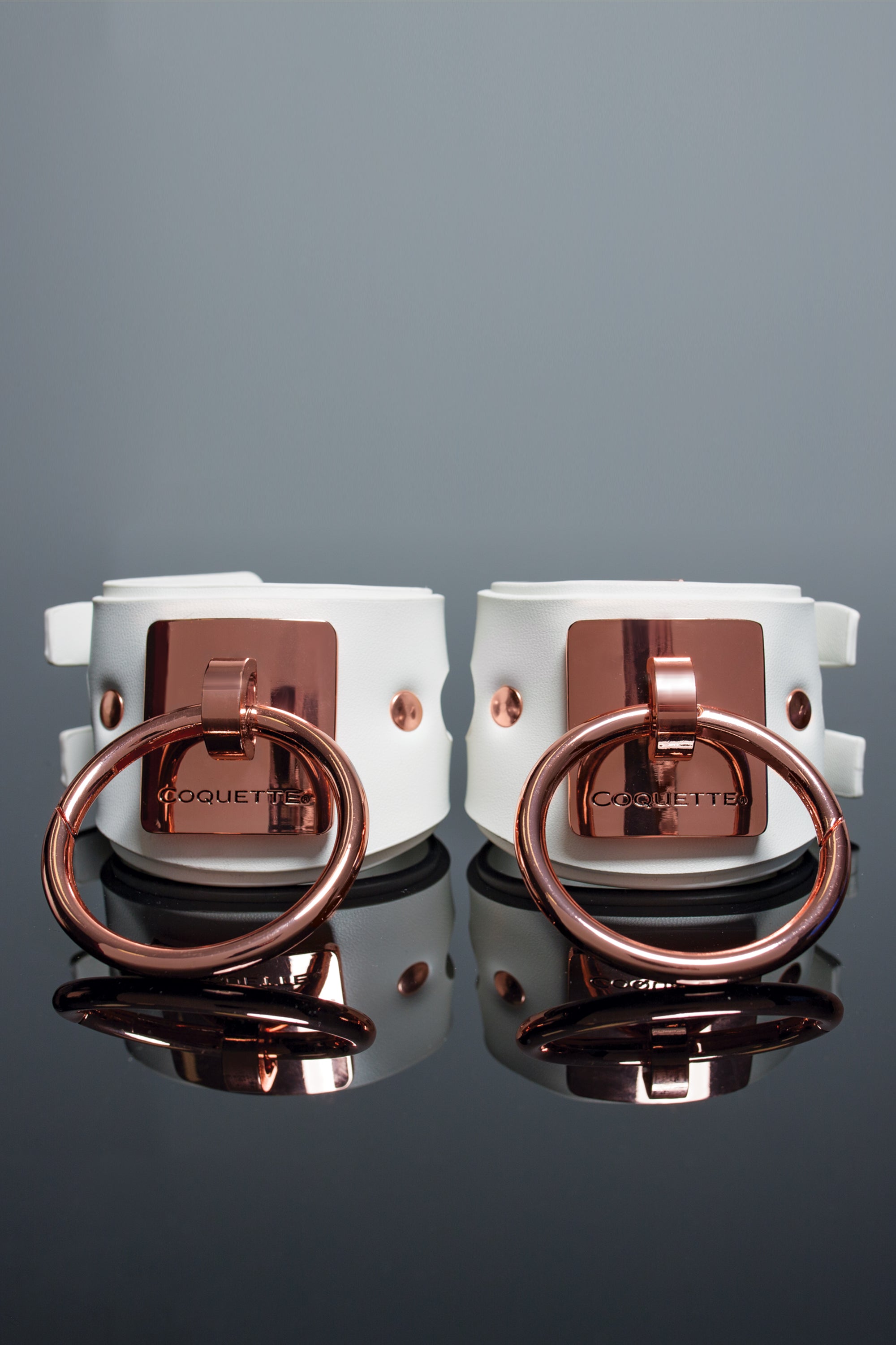 Coquette Pleasure Collection -  23620 - Vegan Leather Handcuffs – White - Stag Shop