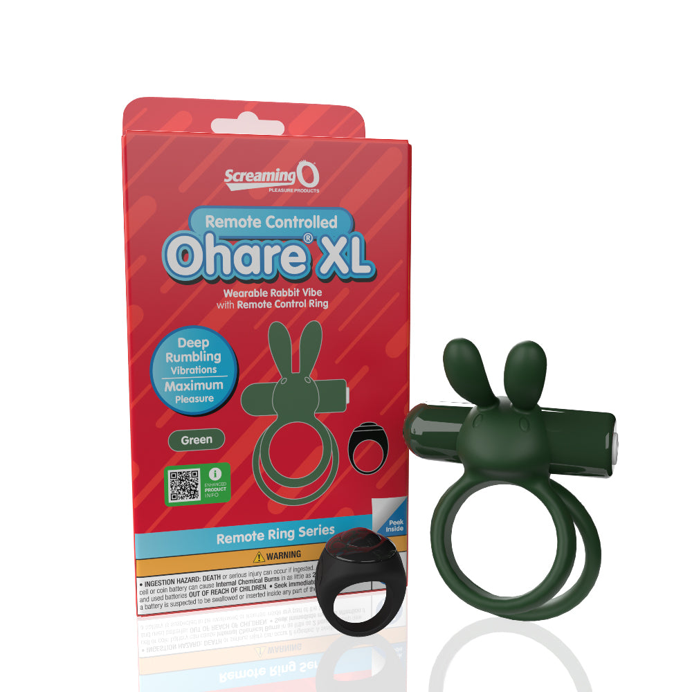 Screaming O Remote Controlled Ohare XL Vibrating Ring Green – Dual Ring Design with Remote Control Cock Rings Vibrating