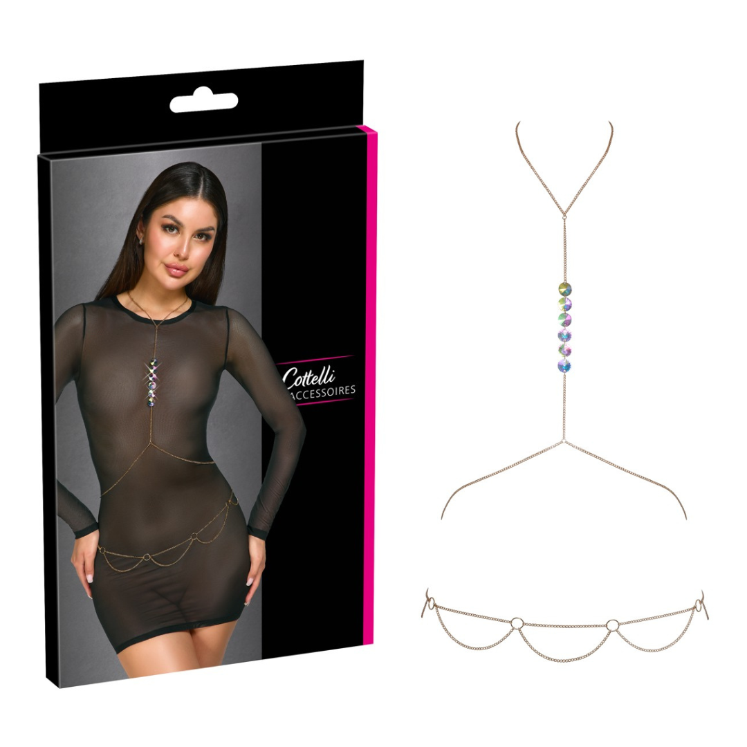 Cottelli Body Chain with Hologram Gems – Glamorous Body Jewelry Accessory Default Title > Clothes > Body Jewellery (Non Piercing)