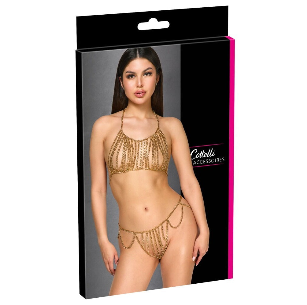 Cottelli Top Set Chain Gold – Crotch Chain Lingerie Set > Clothes > Body Jewellery (Non Piercing)