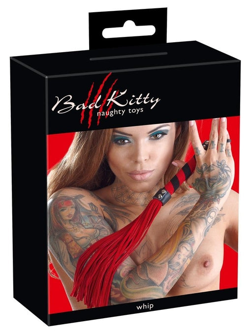 Bad Kitty Flogger Red Small 38 cm Soft Velour Textile Handle Whip Default Title Whips & Paddles