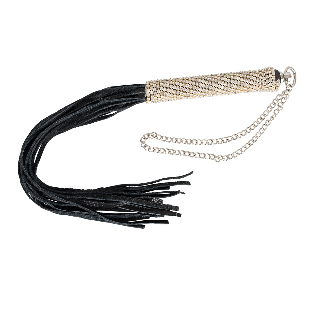 Bad Kitty Mini Whip Rhinestone Black 40 cm with Rhinestone Handle > Bondage Gear > Whips & Floggers
